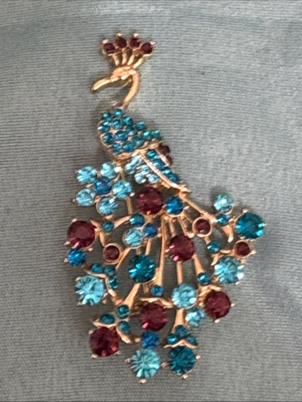Vintage Monet Blue And Purple Peacock Brooch 2.5”